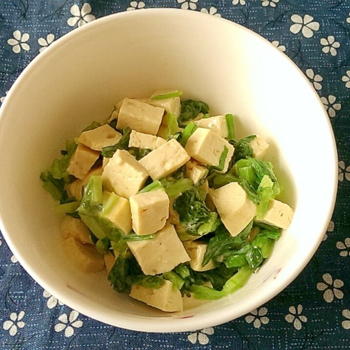 豆腐とセロリの葉の和え物